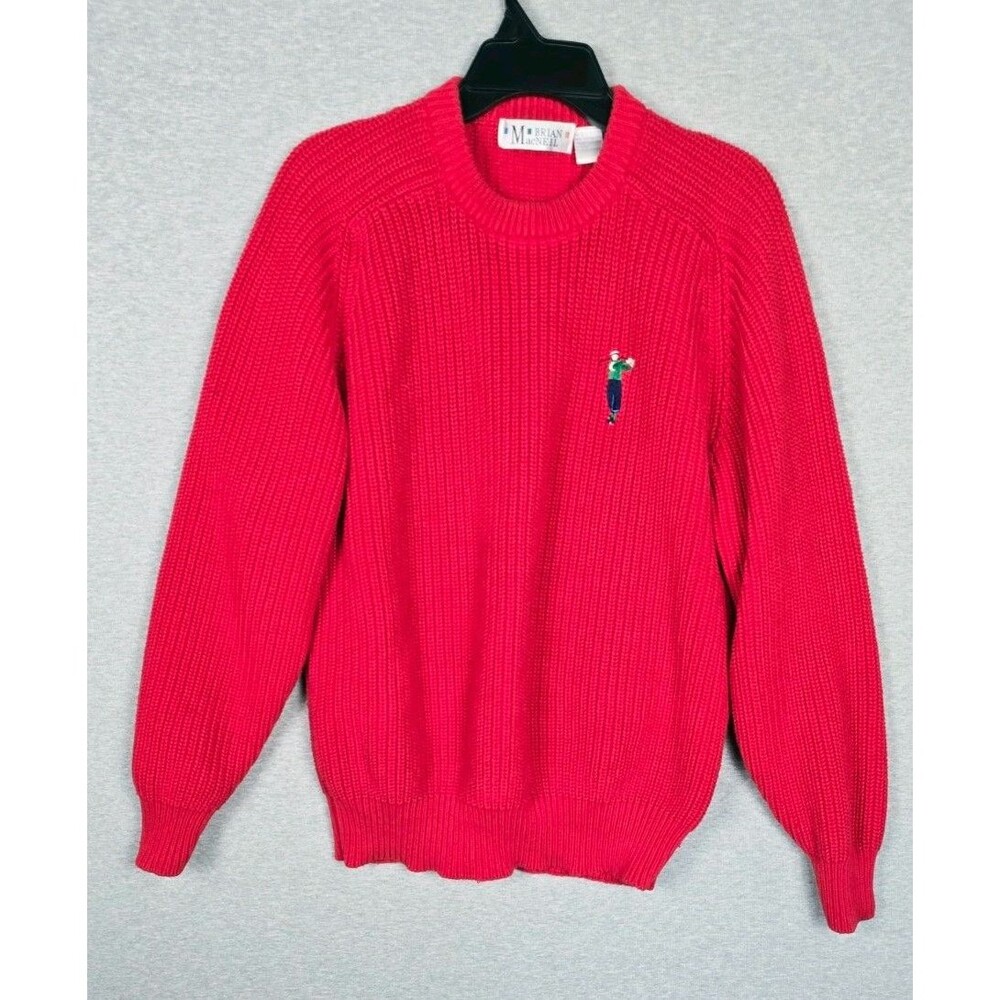 Vintage Brian McNeil Red Knit Sweater Women’s/Men’s L Embroidered Crewneck